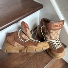 Gucci Gg Logo Brown Suede Lace-up Ankle Boots Round Toe Rubber 8 5 D