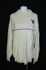 Vtg Foxwoods Casino Fox Mascot Andrew Rohan Mens Sweater Cream Purple Striped Xl