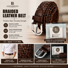Leatherboss Genuine Leather Men Casual Belt Braided  Brown