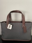 Nwt Coach Vintage Greenwich Satchel Gray Twill Brown Leather Top Handles D906137