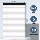 5x8 Legal Pads Writing Pad Note Pads  5 Pack College Ruled Lined Paper Pad  Whit