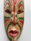 Hand Carved Painted Wood Tribal Style Wall Mask 20 5    Folk Art Decor