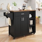 Rolling Kitchen Island Cart Trolley Storage Cabinet W countertop Drawer Shelves