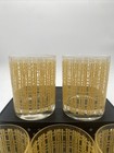 Vintage Mid Century Bamboo Gold Rocks Glasses Mcm Lowball Barware - Set Of 5