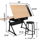 Adjustable Drafting Drawing Table 2 Drawers Craft Tiltable Tabletop W  Stool Set