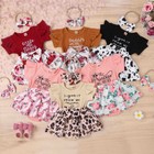 Newborn Baby Girls Ruffle Romper Jumpsuit Playsuit Headband Outfit Clothes Set