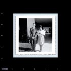 Old Vintage Square Photo Man Woman Couple Outside Building Snapshot Pic