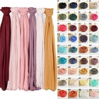 100 200cm Ladies Women Linen Scarves Hijab Solid Color Muslim Turban Wrap Shawl