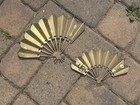 Pair Vintage Gold Wall Fans Hollywood Regency Mcm Glam Metal Fan Decor