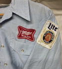 Rare Vintage 80s Unitog Miller Brewing Work Shirt 15   15 5 Patch Logo Usa Made