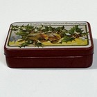 Vintage Metal Trinket Box With Lid Birds Holly Berries Merry Christmas Wishes