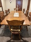 Oak Dining Room Set  Table W  2 Leafs  8 Chairs  Deluxe 2-piece China Cabinet