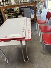 Vtg antq 1940-50 Kitchen Enamel Porcelain Table pull Out Leaves drawer wood Legs