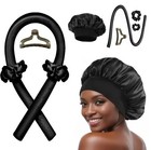 Heatless Satin Curling Rod Headband Set W  Bonnet  Clips  Scrunchies Pink