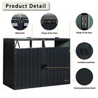 Garbage Bin Shed Stores 2 Trash Cans Metal Outdoor Bin Shed For Garden Black