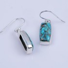 925 Sterling Silver Dangle Earrings For Women Blue Copper Turquoise Stone