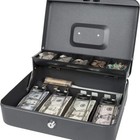 Large Metal Cash Box With Money Tray And Lock Box Tiered Money Box Brand New