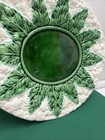 Vintage Majolica 10 5  Cabbage   leaf Plate     Green Center     Botanical Underplate