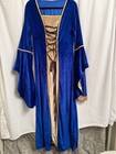Womens Blue And Gold Renaissance Medieval Velvet Dress Princess Costume