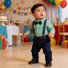 Newborn Infant Baby Boys Gentleman Clothes Button Shirt Strap Pants Outfits Set