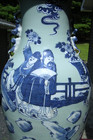 Antique 19th C Chinese Qing Porcelain Blue   White Celadon Vase Lamp Base 17 