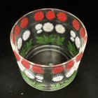 Vintage Hazel Atlas Mcm Red White Green Flowers Glass Ice Bucket 1950   s Barware