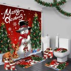 4pcs Snowman Shower Curtain Set With Rugs - Christmas Bathroom Decor  Holiday Th