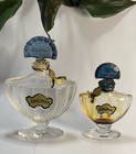 Two Vtg Guerlain Shalimar Empty Bottles 4 In  And 3 In  Tall 1 Oz And 1 2 Oz