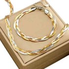 2pc Necklace Bracelet Stainless Steel Jewelry Set Vintage Hip Hop Women Gift