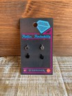 2 Pairs Punk Stainless Steel Silver Black Middle Finger Ear Studs Earrings Set