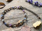 Delicate Linked Chain  Antique Bronze And Brass  Czech Mixed Pastel Beads