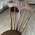 Great Antique Victorian Wooden Piano Stool With Back  Glass Ball   Claw Feet