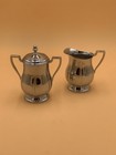 Vintage Art Deco Krome Kraft Farber Bros Chrome Footed Creamer   Sugar Bowl Ny