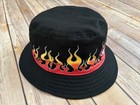 Nhra Drag Racing Flame Reversible Vintage Bucket Sun Hat Black Khaki Osfm