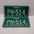 1974 Colorado License Plate Pair Farm Truck Ph-514 Man Cave Bar