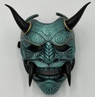 Demon Devil Oni Costume Mask Green Black Gold Samurai Assassin Style Cosplay