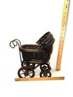 Antique Victorian Wicker Baby Doll Carriage Stroller Metal Frame