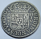 1759 Spanish Silver 2 Reales Genuine 1700 s Colonial Cross Pirate Treasure Coin