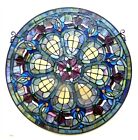 Tiffany Style 24  Diameter Round Victorian Design Stained Glass Window Panel 