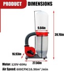 15-gal Woodworking Dust Collector 1500w  2hp  Workshop Dust Collection System