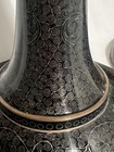 Pair Antique Chinese Qing Dynasty Black Cloisonn   9    Candlesticks Candle Holders