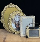 Lot Of 4 Picture Frame Enamel Ornate Elegant Rhinestone Crystal Floral 