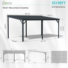 Domi 12x16ft Lean To Gazebo  Wall Mounted Gazebo W sloping Roof drainage System
