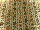 Vintage 70s Fabric Mod Flower Power Orange Brown Retro Hippy Floral Mid-century