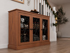 46 5   Wooden Sideboard Buffet Storage Cabinet W  Decorative Metal Doors Console
