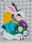 Easter Rabbit Bunny Latch Hook Rug Wall Hanging Completed 27  X 20  Vintage Mcm