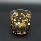Vintage Libby Glass Set Smoke Brown Daisy Floral Retro Mid Century Modern 2pc