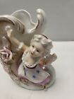 Vtg Ceramic Victorian Lady Figurine Bud Vase Hand Painted 6 