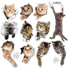 3d 11 Cat Home Art D  cor Bath Kitchen Wall Fridge Toilet Lid Vinyl Sticker Decal
