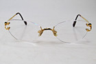 Vintage Womens Cartier Big C Rimless Lens 18k Gold Plated Eyeglasses Frame